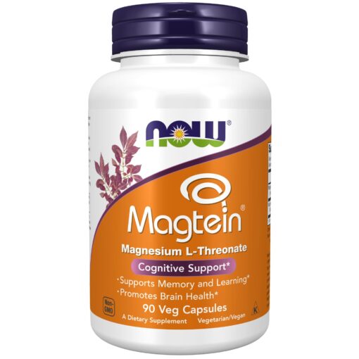 NOW Supplements, Magtein™ with patented form of Magnesium (Mg), Cognitive Support*, 90 Veg Capsules