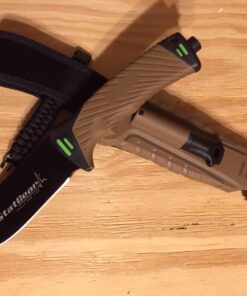 StatGear Surviv-All Fixed-Blade Bowie Knife with Sheath, Firestarter, Sharpener & Cord Cutter for Hunting Camping Outdoors Hiking EDC 32 71FbbIl6TEL 1