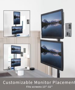 VIVO Dual LCD Monitor Desk Mount Stand Heavy Duty Stacked, Holds Vertical 2 Screens up to 32" (STAND-V002T) Black 24 71FcW850ivL