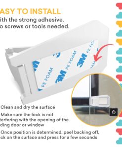 Sliding Door Lock for Child Safety - 2 Pack Grey/White White 26 71Fgh0TwQTL