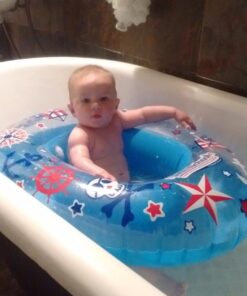 SwimSchool Lil’ Skipper Baby Boat – 6-18 Months – Inflatable Baby Pool Float with Adjustable Backrest and Safety Seat – Blue/Red Blue,red 26 71FhcMEy4sL