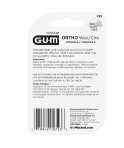 GUM - 723RQC Orthodontic Wax with Vitamin E and Aloe Vera, For Braces, Wires & Partial Dentures Unflavored 1 ct 11 71FjOb6iMzL