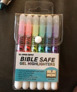 U.S. Office Supply Bible Safe Gel Highlighters, 6 Pack Set - 6 Different Bright Neon Fluorescent Highlight Colors Yellow, Orange, Pink, Purple, Green, Blue - Won't Bleed, Fade or Smear - Study Guide Multicolor (Pack of 6) 48 71FjUjreJhL