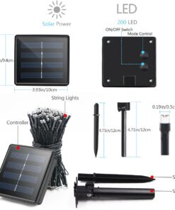 VMANOO Solar Christmas Lights 72 Feet 22 Meter 200 LED 8 Modes Fairy String Lights for Outdoor, Gardens, Homes, Wedding,Party,Lawn,Tree,Gift,Waterproof(Warm White) 1 PACK Warm White 31 71FkSgpRD5L