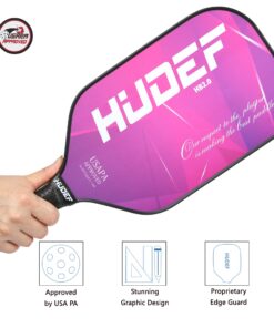 HUDEF Pickleball Single Paddle, Lightweight Graphite Carbon Fiber Face Pickleball Paddle Racquet Rackets Elongated Pickleball Paddles,Honeycomb Core,Cushion Comfort Grip USAPA Approved HB2.0-Purple 12 71FlfTZI4qL