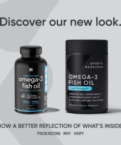 Sports Research Triple Strength Omega 3 Fish Oil 1250mg from Wild Alaska Pollock | Burpless Fish Oil Supplement with Omega-3 EPA & DHA | Sustainably Sourced, Non-GMO, Gluten Free - 90 Softgels 90 Count (Pack of 1) 22 71FqO4ruHuL
