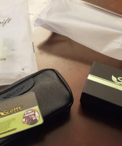 Scotte Luxury Tobacco Smoking Pipe Set,Leather Tobacco Pipe Pouch Wood Pipe Accessories(Redwood Scraper/Stand/Filter Element/Filter Ball/Small Bag/Box) (black) 36 71FqbO681L