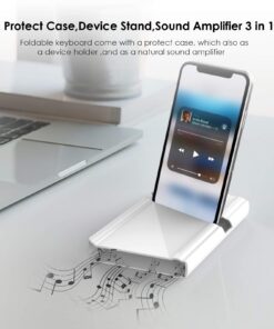 IKOS Folding Bluetooth Wireless Keyboard Slim Pocket Portable Travel Foldable Full Size Keyboard with Stand Holder for iPhone6-13 Max iPad Mini/Pro/Air, iOS Android Windows Laptop Smartphone/Tablet 34 71Fr6qzKV1L