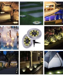 Biling Solar Ground Lights, Solar Disk Lights (8 LEDs /4 Pack) Outdoor Waterproof Solar Garden Lights for Pathway Outdoor in-Ground Lawn Yard Deck Patio Walkway - Warm White 31 71FtibJccEL