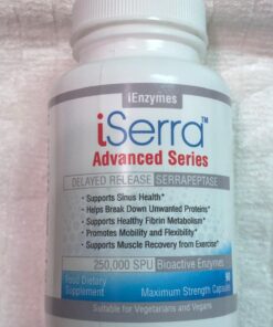 iSerra 250,000 SPU Serrapeptase Enzyme - 90 Maximum Strength Capsules - Up to 12x More Potent Than Other Serrapaptase - Delayed Release Technology-High Potency Non-GMO, Gluten Free, Vegan (Pack of 1) 90 Count (Pack of 1) 25 71FvCFLnelL