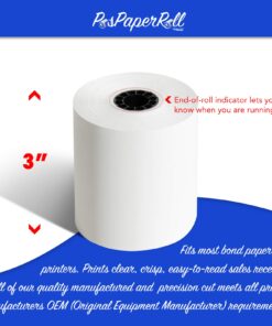 3" x 165' CASH REGISTER ROLLS,1 PLY BOND PRINTER POS PAPER ROLL 50 ROLLS/CASE (Double Solid Core) 7 71Fxk1p6PvL 1
