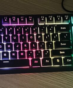 NPET K10 Wired Gaming Keyboard, LED Backlit, Spill-Resistant Design, Multimedia Keys, Quiet Silent USB Membrane Keyboard for Desktop, Computer, PC (Black) Wired RGB 27 71G RswN03L