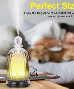 DOUDING Aroma Glass Diffuser for Essential Oil, Cool Mist Glass Humidifier with 7 LED Color Changing Light, Auto-Off Safety for Home Office Spa, 120ml(Black Base) Black Base 40 71G rtzuF7L