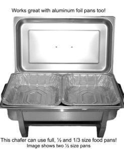 TigerChef Chafing Dish Buffet Set - Chaffing Dishes Stainless Steel - 2 Sets of Chafers and Buffet Warmer Sets: 4 Chafing Gels, 2 Slotted Spoons and Foldable Frame - Food Warmers for Parties Buffets 16 71G tnE0SnL 1