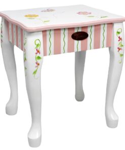 Fantasy Fields - Princess & Frog Kids Vanity Table and Stool Set , 1 drawer, Gift for Kids, White Pink, Crown 14 71G3kJV2ReL