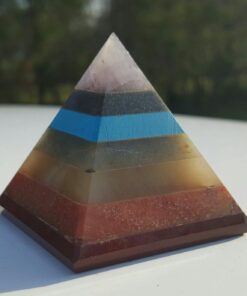 CHAKRA PYRAMID STONE w/ 7 Chakra Stones ~ Red Jasper, Aventurine, Golden Quartz, Amethyst ~ 30-40mm Size by Shambala Shop 32 71G54ftH40L