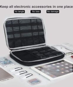 BUBM Double Layer Electronics Organizer, Travel Gadget Bag for Cables, Memory Cards, Flash Hard Drive and More, Fit for iPad or Tablet(up To 9.7")--Large, Dark Blue Large,2-layer 32 71G5kz44pjL