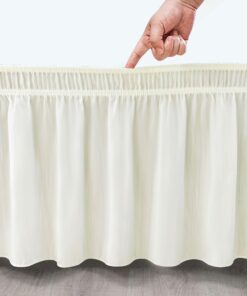 Biscaynebay Wrap Around Bed Skirts for Queen Beds 15" Drop, Ivory Adjustable Elastic Dust Ruffles Easy Fit Wrinkle & Fade Resistant Silky Luxurious Fabric Machine Washable Queen-15" Drop 23 71G7Hb6yRoL