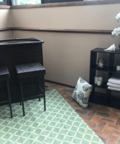 Best Choice Products 3-Piece All-Weather Wicker Bar Table Set for Indoor Outdoor, Kitchen, Patio, Backyard w/ 2 Stools, Glass Tabletop, Storage Shelves - Brown 33 71G7soEGJzL