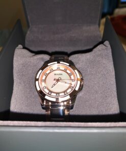 Bulova Ladies' Classic Diamond Stainless Steel Watch with Mother of Pearl Dial Steel/Rose Gold 14 71G8ihDZgL