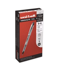 Uni-Ball Vision Elite Stick Micro Point Rollerball Pens, 0.5MM, Blue Ink Pens, (69021) (4-Pack of 12)