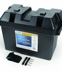 Camco Large Battery Box with Straps and Hardware - Group 27, 30, 31 |Safely Stores RV, Automotive, and Marine Batteries | Measures Inside 7-1/4" x 13-1/4" x 8-5/8" | (55373), Black Frustration Free Packaging 15 71G9adMnTeL