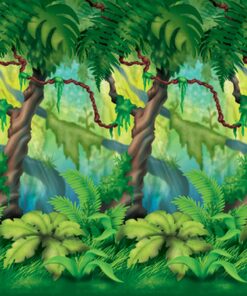 Beistle Jungle Trees Wall Backdrop, 4’ x 30’ – Photo Backdrop, Easy to Adhere Wall Covering, Tropical Party Decorations, Jungle Party Decorations, Greenery Backdrop, Party Decor 25 71G9tRAOzuL