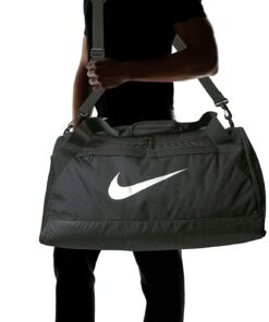 Nike Brasilia Training Duffel Bag, Versatile Bag with Padded Strap and Mesh Exterior Pocket, Medium, Black/Black/White 19 71GB5gQkr0L