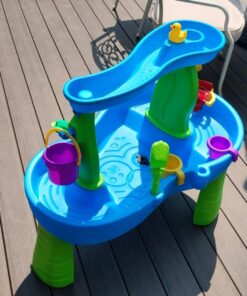 Step2 Rain Showers Splash Pond Toddler Water Table, Outdoor Kids Water Sensory Table, Ages 1.5+ Years Old, 13 Piece Water Toy Accessories, Blue & Green Without Umbrella PlaySet 43 71GCKYfrvL 1