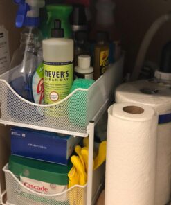 Sorbus 2 Tier Under Sink Bathroom Organizers and Storage, Strong Steel Mesh Sliding Drawers for Enhanced Bathroom Storage Ideal Bathroom Organization and Storage & Under Kitchen Sink Organizer (White) White 37 71GFXZLNeiL 1