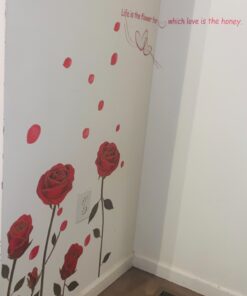 ufengke Red Rose Removable Wall Stickers Murals for Living Room/Bedroom (Rose, No. 1) 26 71GG7hXrfoL