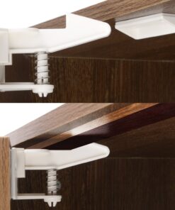 Child Safety Cabinet Locks Latches - 12 Pack,Kids Baby Proofing Lock Child Proof Drawer Locks - Cupboard Hidden Latch - Adhesive,Door Spring Lock - No Tools,Drill (White) 23 71GIEqmq VL