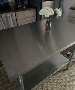 WATERJOY 48" x 30" Stainless Steel Table for Prep & Work Commercial Heavy Duty Kitchen Table with Adjustable Shelf and Wheels Installable(Without Wheel) 48" x 30" Without Wheel 40 71GJatFq8FL 1