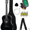 Crescent MG38-BK 38" Acoustic Guitar Starter Package, Black (Includes CrescentTM Digital E-Tuner) 5 71GL06RuPnL