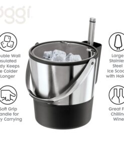 Oggi Insulated Ice Bucket, 4 Quart / 3.8 L, Stainless Steel, Black 4-Quart Stainless Steel Bucket with Ice Scoop 25 71GLhqnGUtL