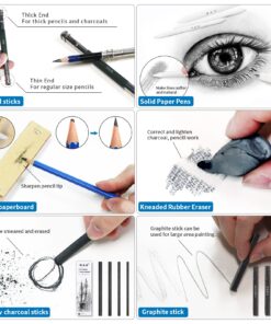 H & B 48 Professional Sketching Pencils and Drawing Kits, Including Sketching Pads, Graphite Pencils, Pencil Sharpener and Eraser, Artist's Art Supplies for Children 48 Piece Set 26 71GMBB6VLaL