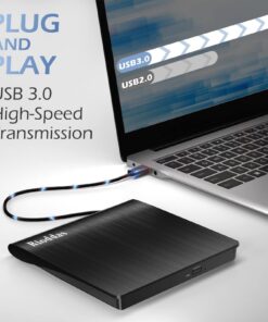 Rioddas External CD/DVD Drive for Laptop USB 3.0 CD/DVD Player Portable +/-RW Burner CD ROM Reader Rewriter Writer Disk Duplicator Compatible with Laptop Desktop PC Windows Apple Mac Pro Macbook Linux USB 3.0 USB-A 26 71GNUOGEgWL
