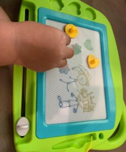 AiTuiTui Magnetic Drawing Board Mini Travel Doodle, Erasable Writing Sketch Colorful Pad Area Educational Learning Toy for Kid/Toddlers/Babies with 3 Stamps and 1 Pen (Green) Green 39 71GNb4dJDRL