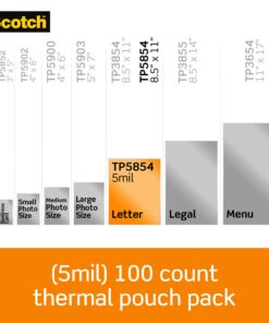 Scotch Thermal Laminating Pouches Premium Quality, 5 Mil Thick for Extra Protection, Letter Size 8.9 x 11.4 inches, Our Most Durable Laminating Sheets, Clear, 100-Pack 19 71GOhebkCkL