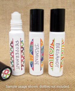 81 Kaleidoscope Oval Poly Waterproof Essential Oil Bottle Labels Plus 81 Round Cap Stickers by Rivertree Life 21 71GOz7wpkjL