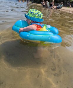 Free Swimming Baby Inflatable Baby Swim Float with Sun Canopy Size Improved Infant Pool Floaties Swimming Pool Toys for The Age of 3-72 Months(Blue, L) Blue Large 21 71GP68H98tL