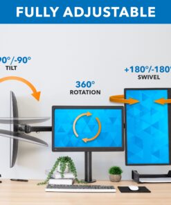 Mount-It! Triple Monitor Mount | 3 Monitor Desk Stand | Fits Three Computer Screens 19 20 21 22 23 24 Inches | C-Clamp Base | Heavy Duty Full Motion Tri Arms | VESA 75 100 Compatible up to 24 inches 39 71GPIXsyQL