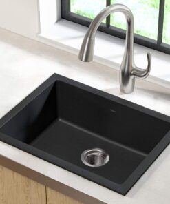 Kraus KGD-410B 24 2/5 inch Dual Mount Single Bowl Black Onyx Granite Kitchen Sink Sink with Strainer 21 71GQ1KkUIL