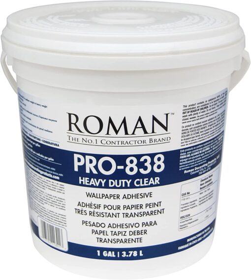 Roman 011301 PRO-838 1 gal Heavy Duty Wallpaper Adhesive, Clear 1 Gallon