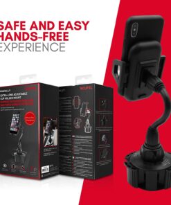 Macally Car Cup Holder Phone Mount - Secure Cupholder, Fit for Phones up to 4.1" Wide, Black 30 71GSAy7dQYL