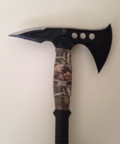 M48 Tactical Tomahawk Military Axe - Black Color | 3 ⅞” Cast Stainless Steel Combat Axe with Piercing Spike | Nylon Cord Wrapped Fiberglass Handle | Camping and Tactical Gear | 15” Length 41 71GSFUqjMyL