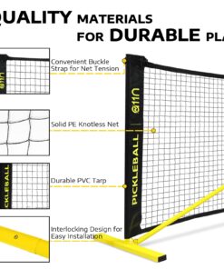 A11N Portable Pickleball Net System, Designed for All Weather Conditions with Steady Metal Frame and Strong PE Net, Regulation Size Net with Carrying Bag Yellow,black 20 71GSaZUQslL