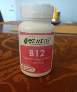 EZ Melts Dissolvable B12 Vitamin 2,500 mcg, Methylcobalamin, Sugar-Free, 3-Month Supply. 34 71GTorNX3JL