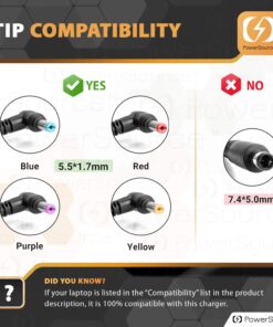 Alternative view of PowerSource 180W 135W UL Listed Extra Long 12Ft AC-Adapter-Charger for Acer Nitro Predator Helios N17C1 300 AN515-51 AN515-58 AN517-54 ADP-180MB G3-571-77QK Acer Aspire 7 V15 Laptop Power-Supply Cord