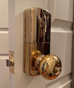 MiLocks TKK-02P Digital Door Knob Handle Lock with Electronic Keypad - Keyless Entry Smart Door Lock with Adjustable Latch Locks, Audible Tones for Interior Front Doors & More, Polished Brass 31 71GVMcep1BL